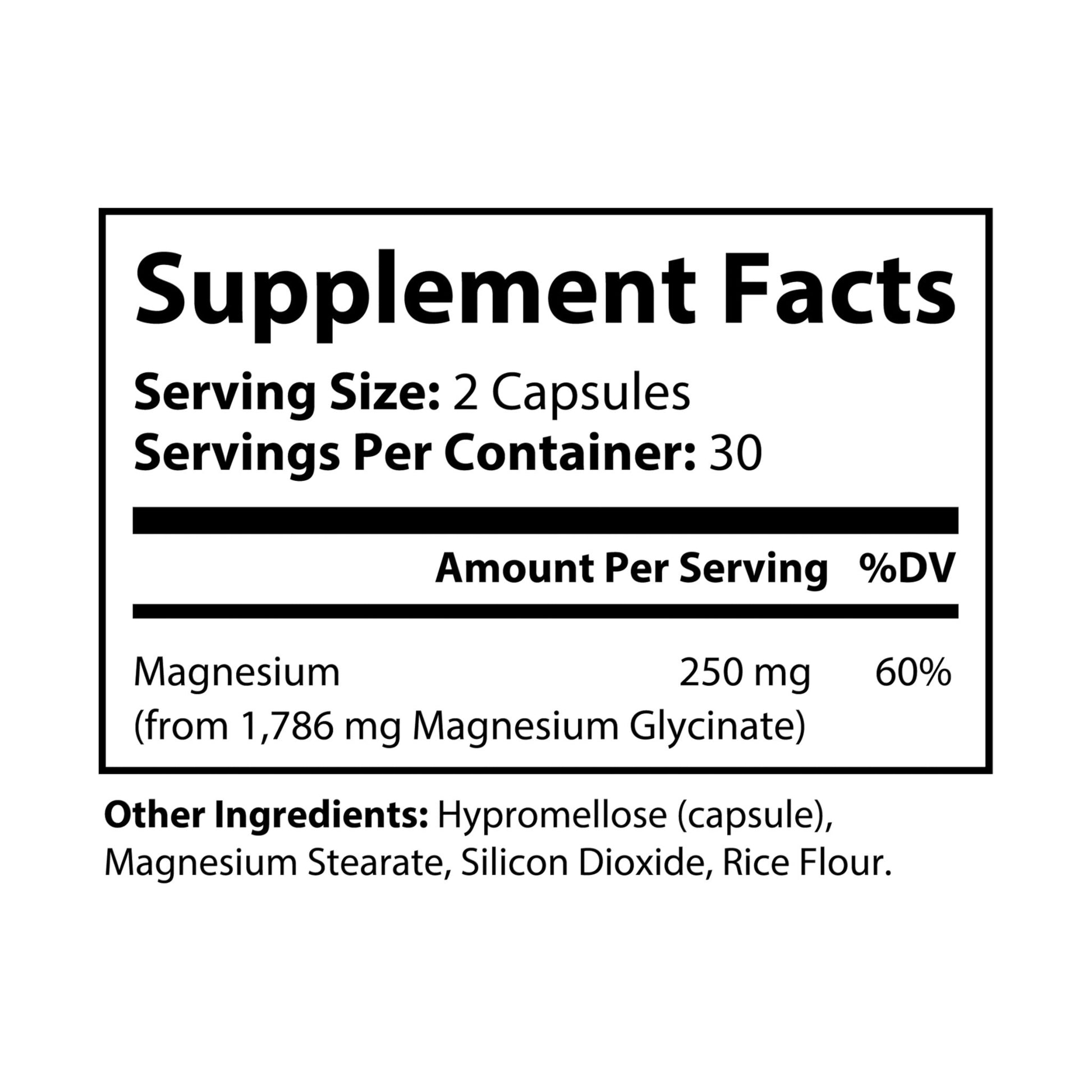 Pikoolz Magnesium Glycinate Supplement (60 Capsules)