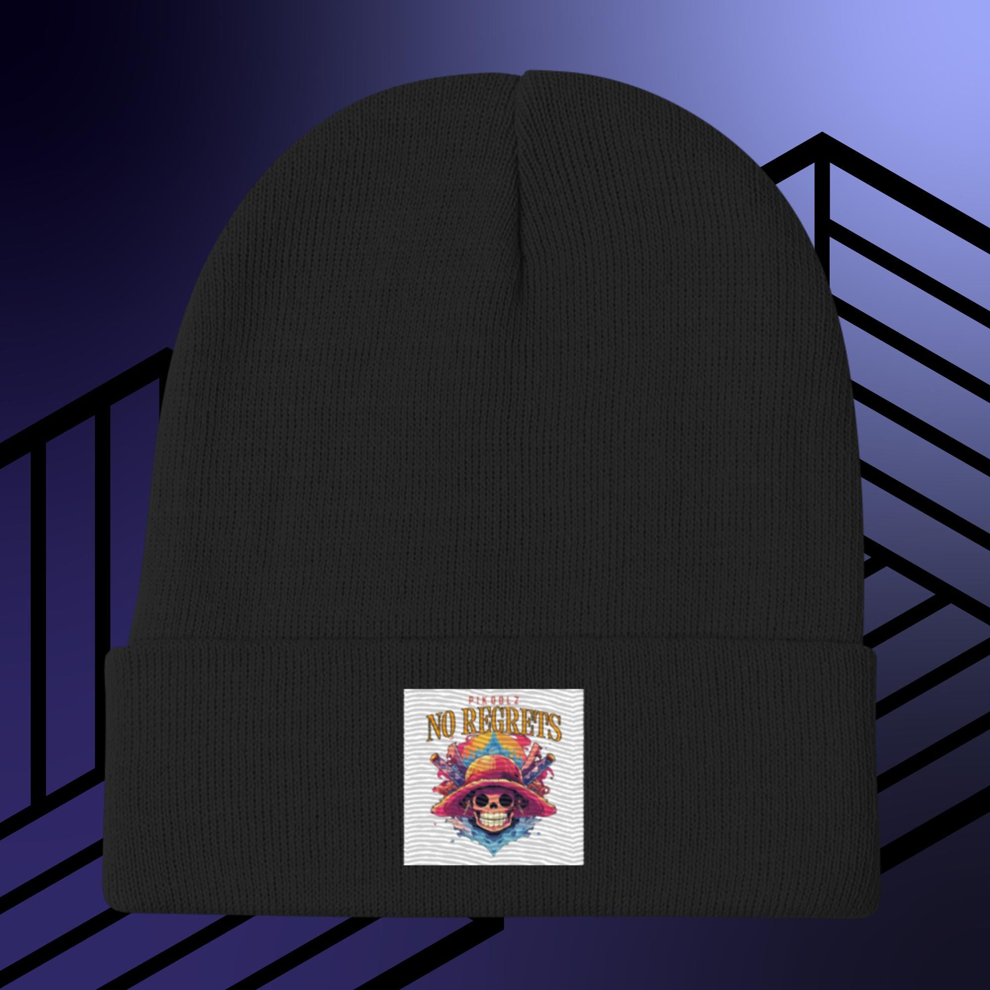 Collection of No Regrets Embroidered Beanie in a gallery layout