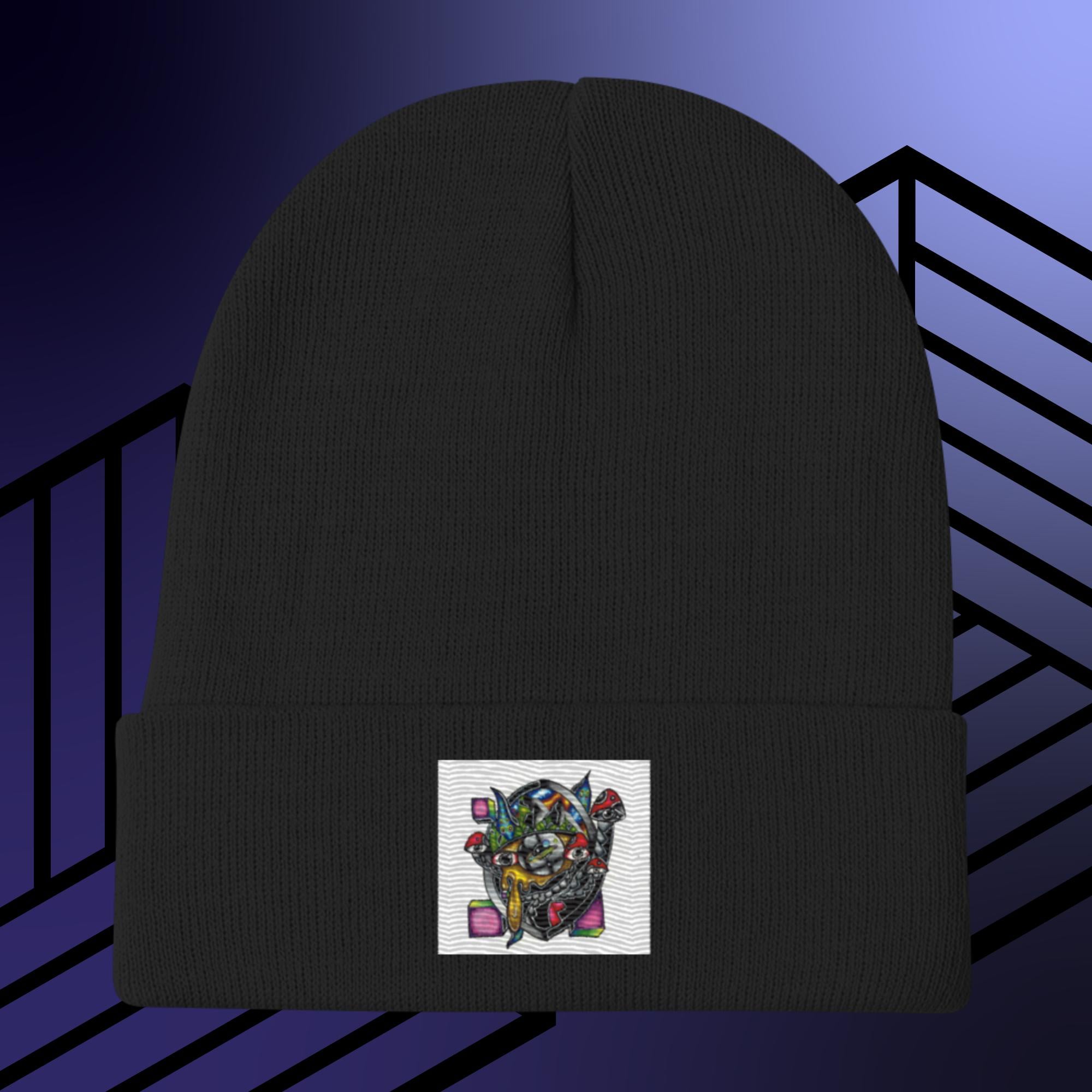 Collection of Original Hand Drawn Artwork Embroidered Beanie in a gallery layout