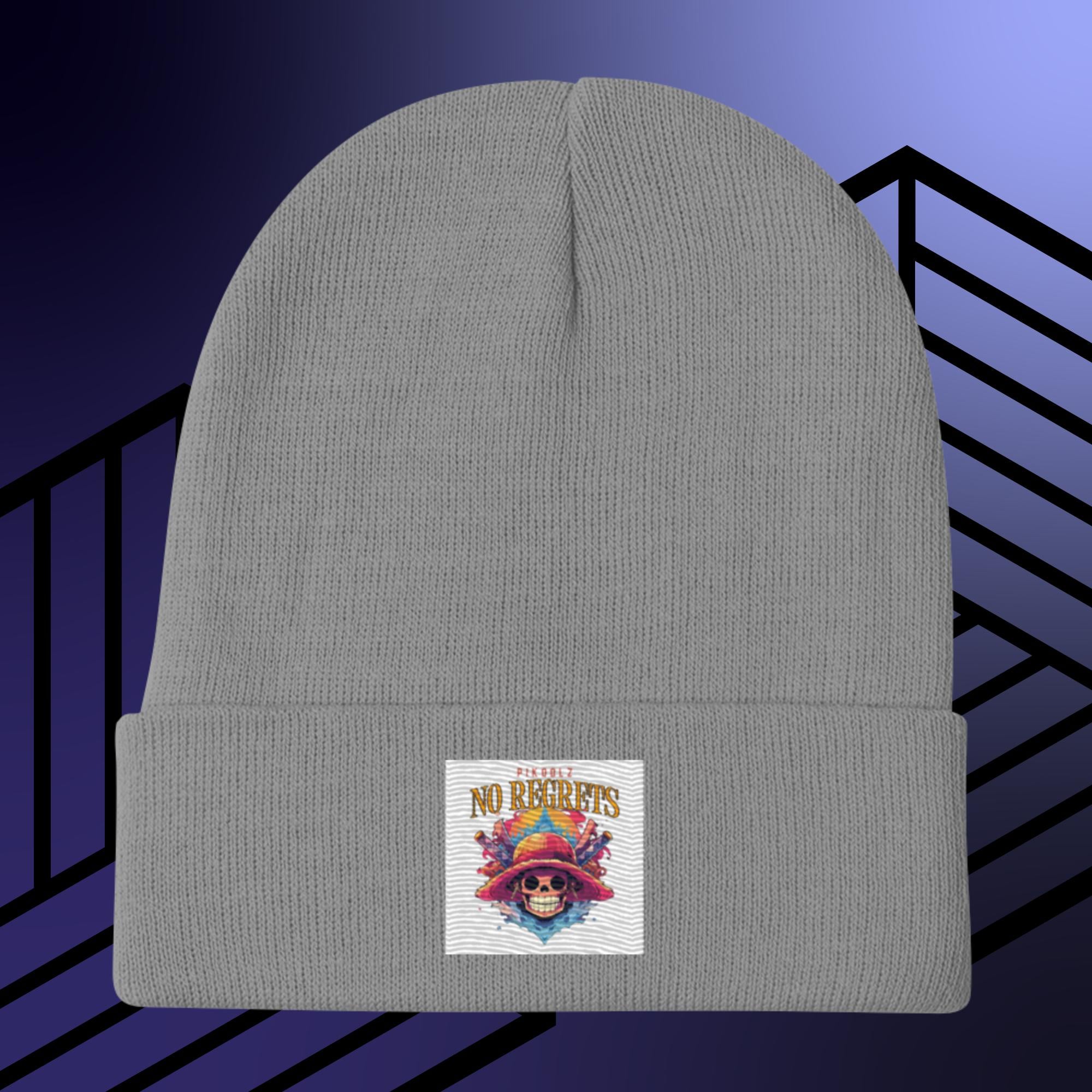 Collection of No Regrets Embroidered Beanie in a gallery layout