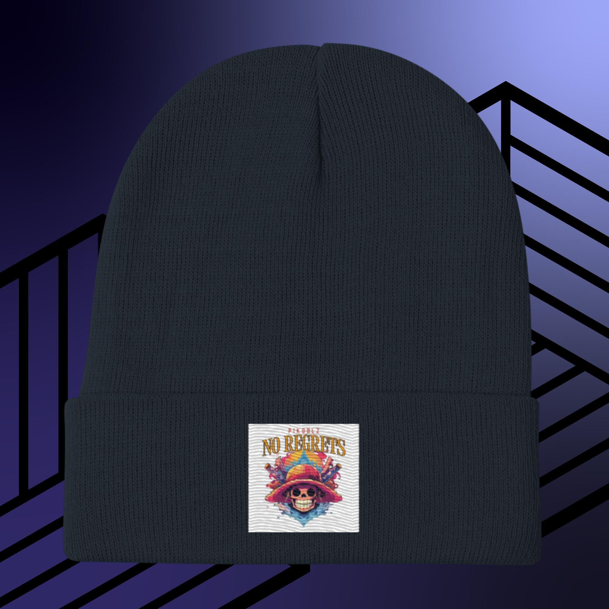 Collection of No Regrets Embroidered Beanie in a gallery layout