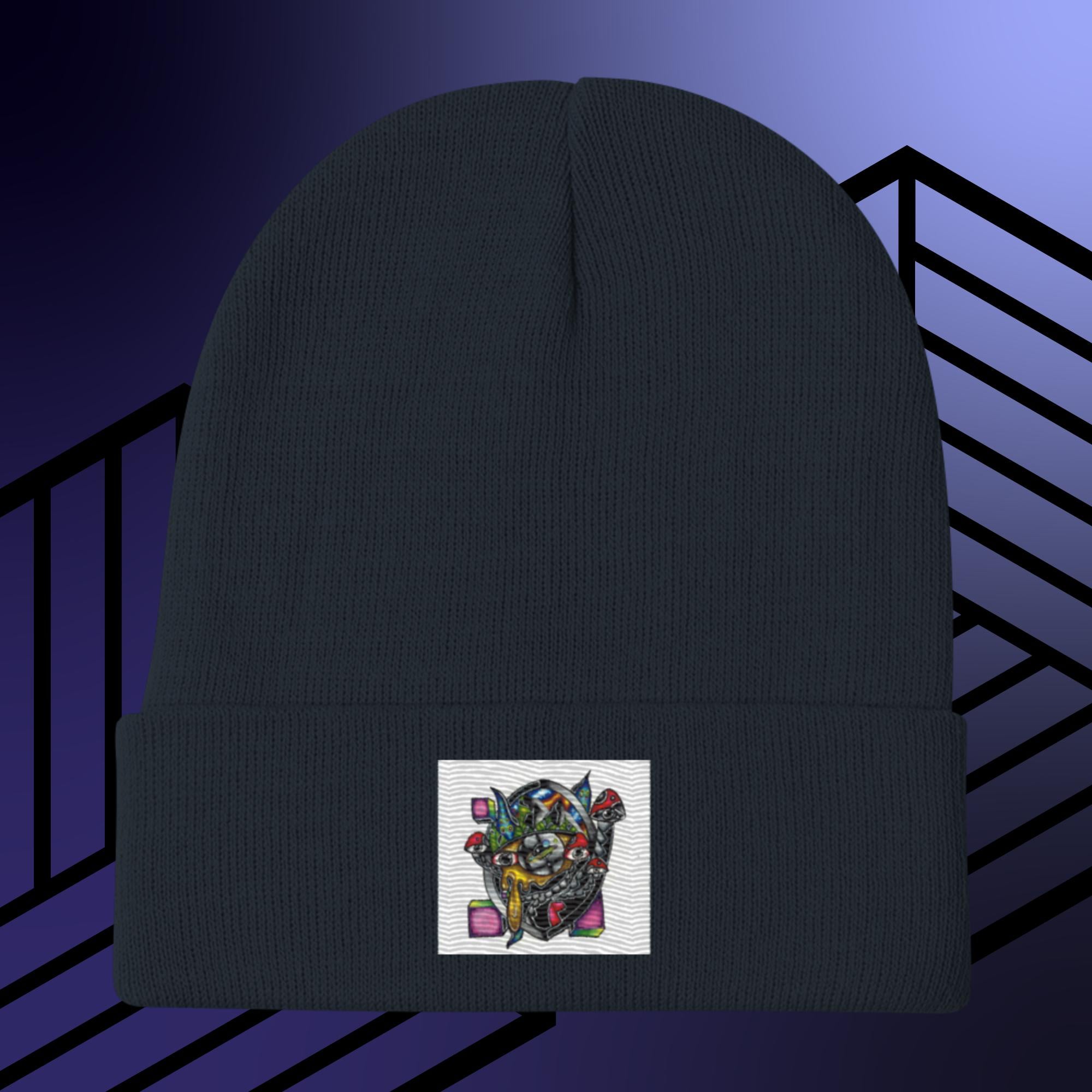 Collection of Original Hand Drawn Artwork Embroidered Beanie in a gallery layout