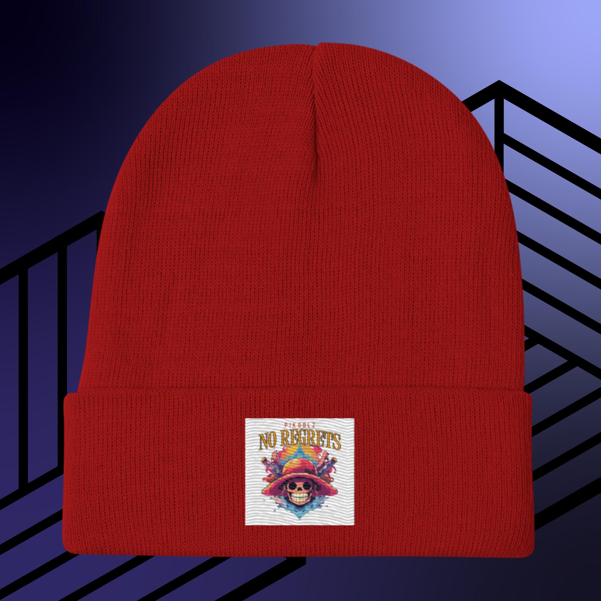 Collection of No Regrets Embroidered Beanie in a gallery layout