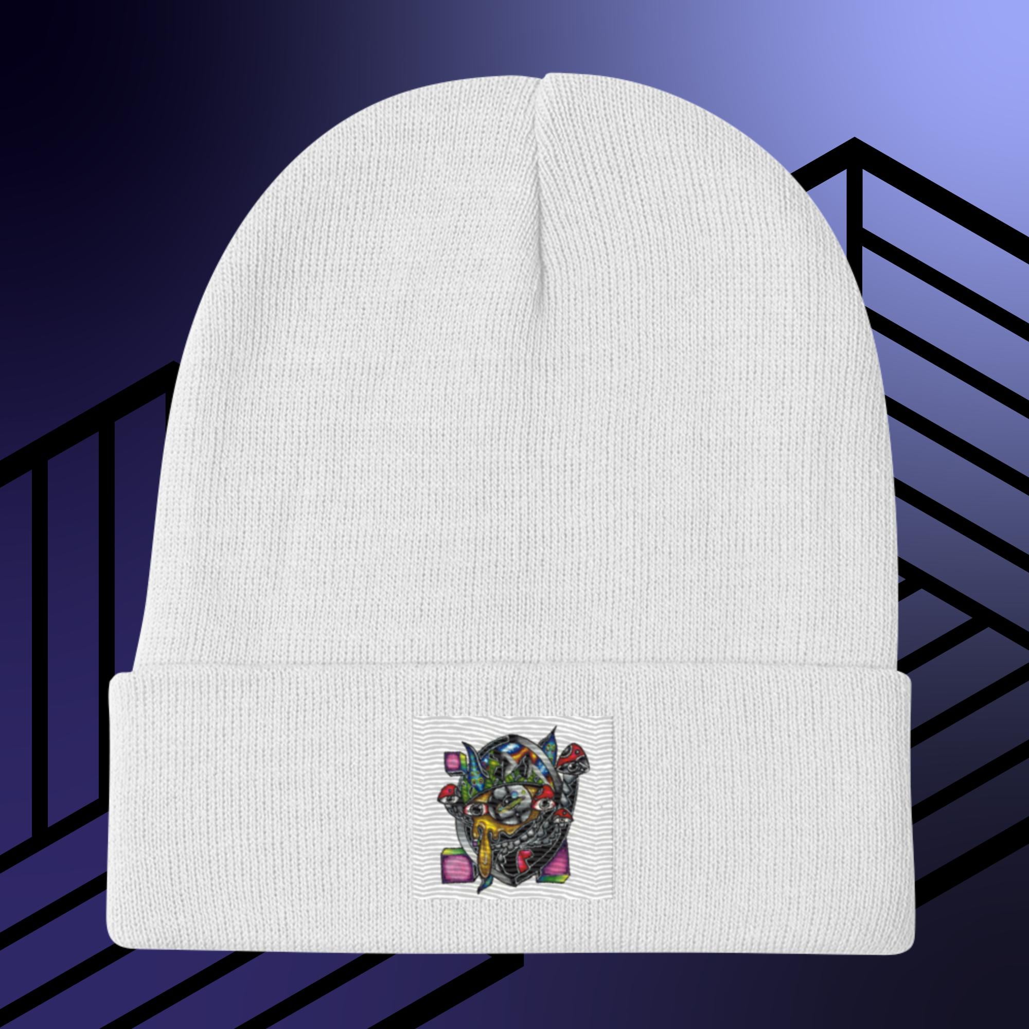 Collection of Original Hand Drawn Artwork Embroidered Beanie in a gallery layout