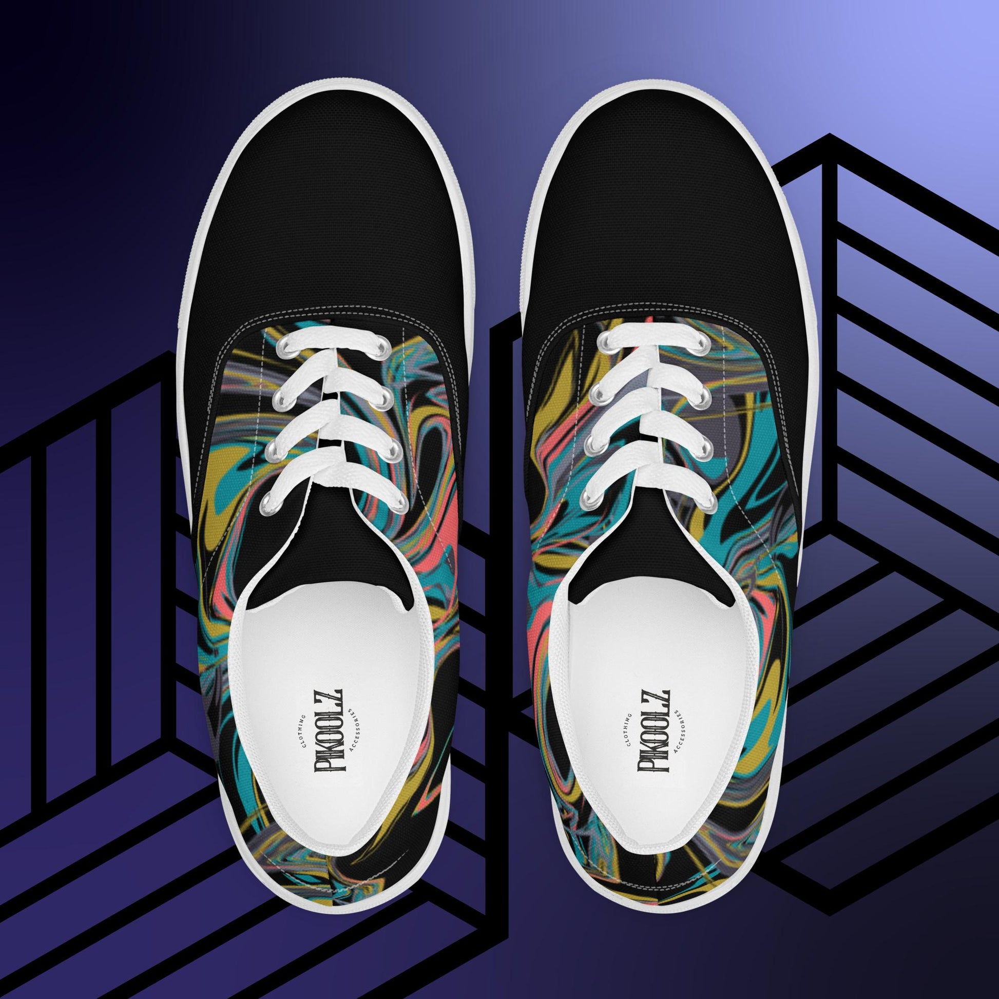 Original Hand Drawn Artwork Men’s lace-up canvas shoes