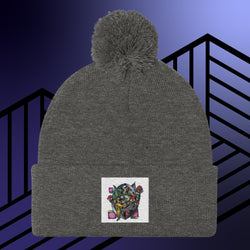 Collection of Original Hand Drawn Artwork Pom-Pom Beanie in a gallery layout