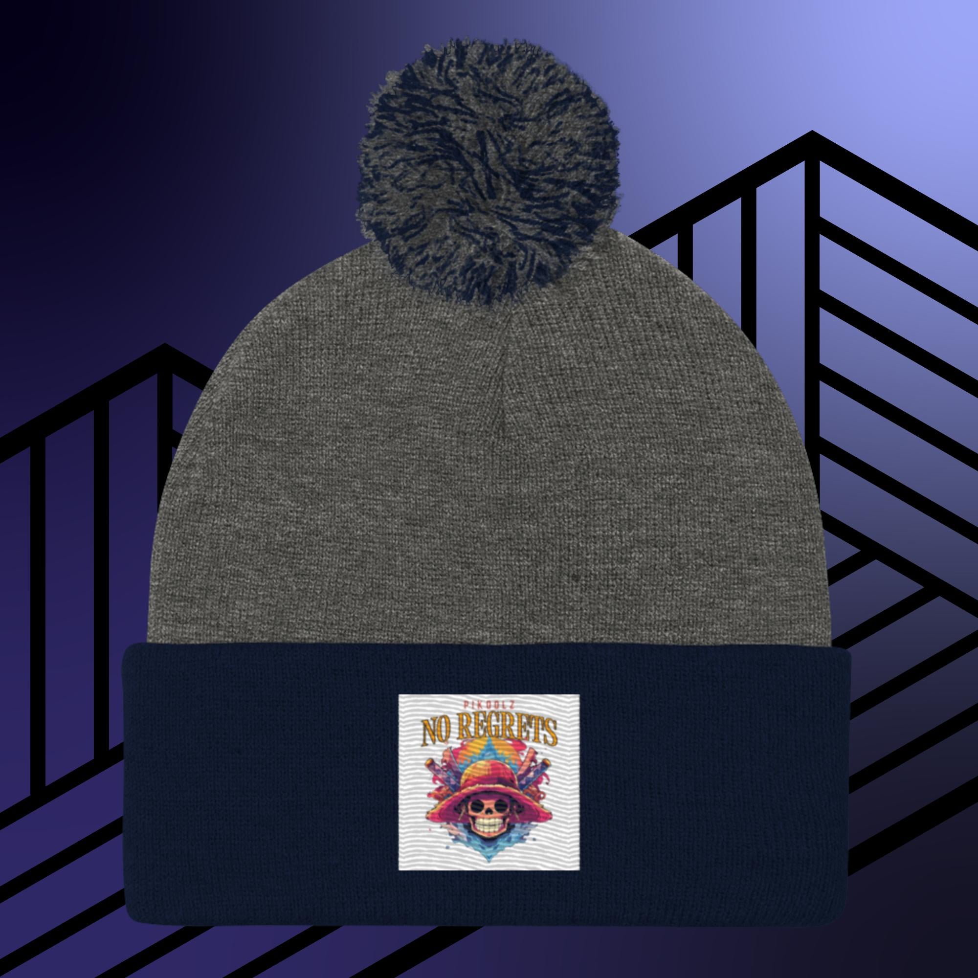 Collection of No Regrets Pom-Pom Beanie in a gallery layout