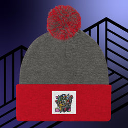 Collection of Original Hand Drawn Artwork Pom-Pom Beanie in a gallery layout