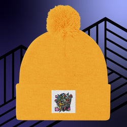 Collection of Original Hand Drawn Artwork Pom-Pom Beanie in a gallery layout