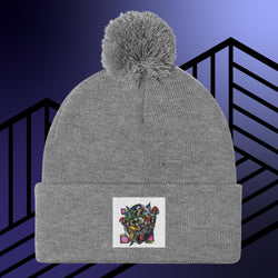 Collection of Original Hand Drawn Artwork Pom-Pom Beanie in a gallery layout