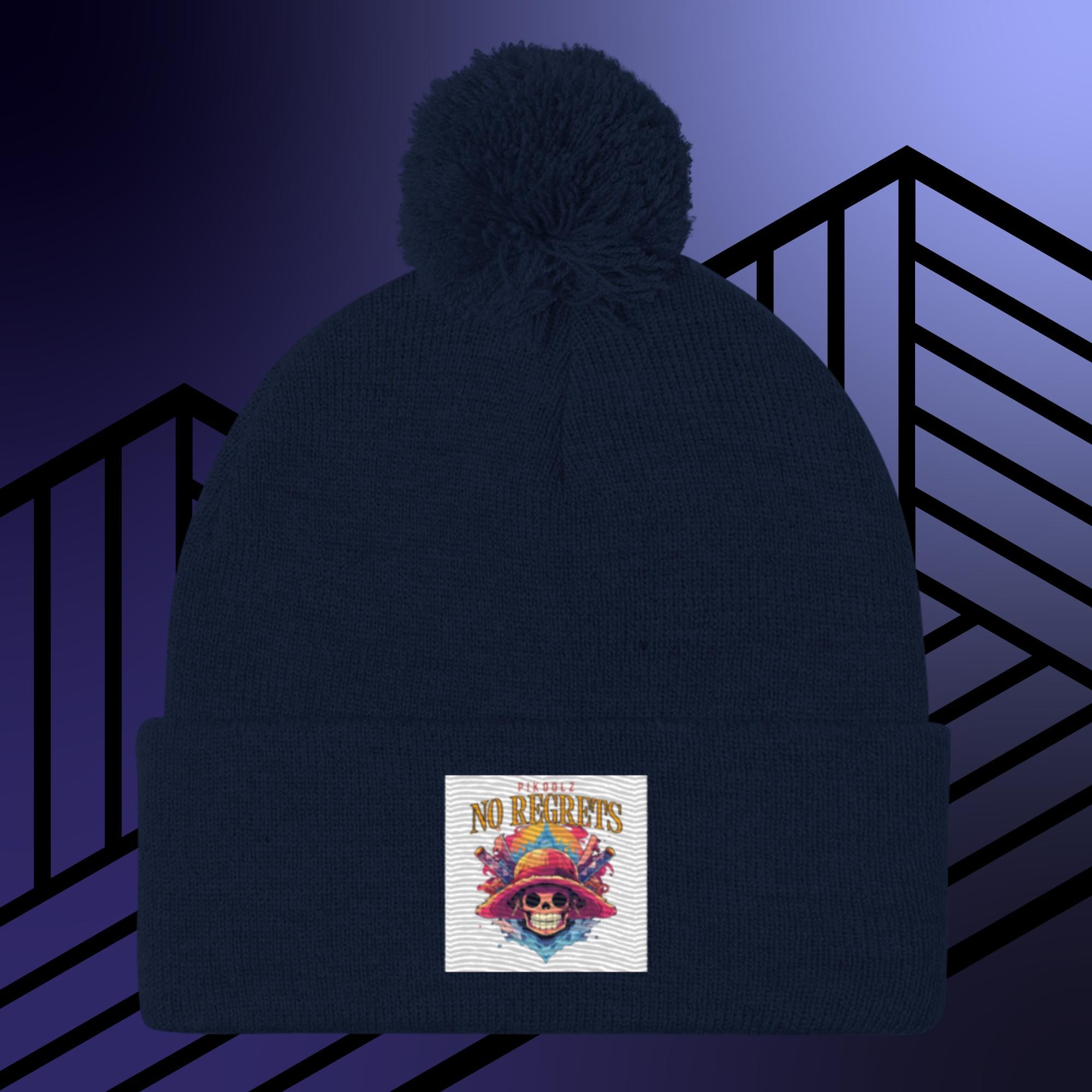 Collection of No Regrets Pom-Pom Beanie in a gallery layout