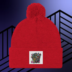 Collection of Original Hand Drawn Artwork Pom-Pom Beanie in a gallery layout