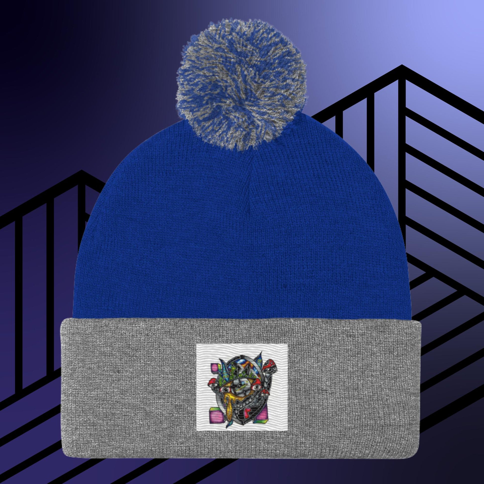 Original Hand Drawn Artwork Pom-Pom Beanie