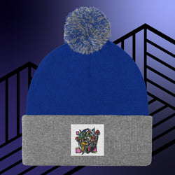 Collection of Original Hand Drawn Artwork Pom-Pom Beanie in a gallery layout