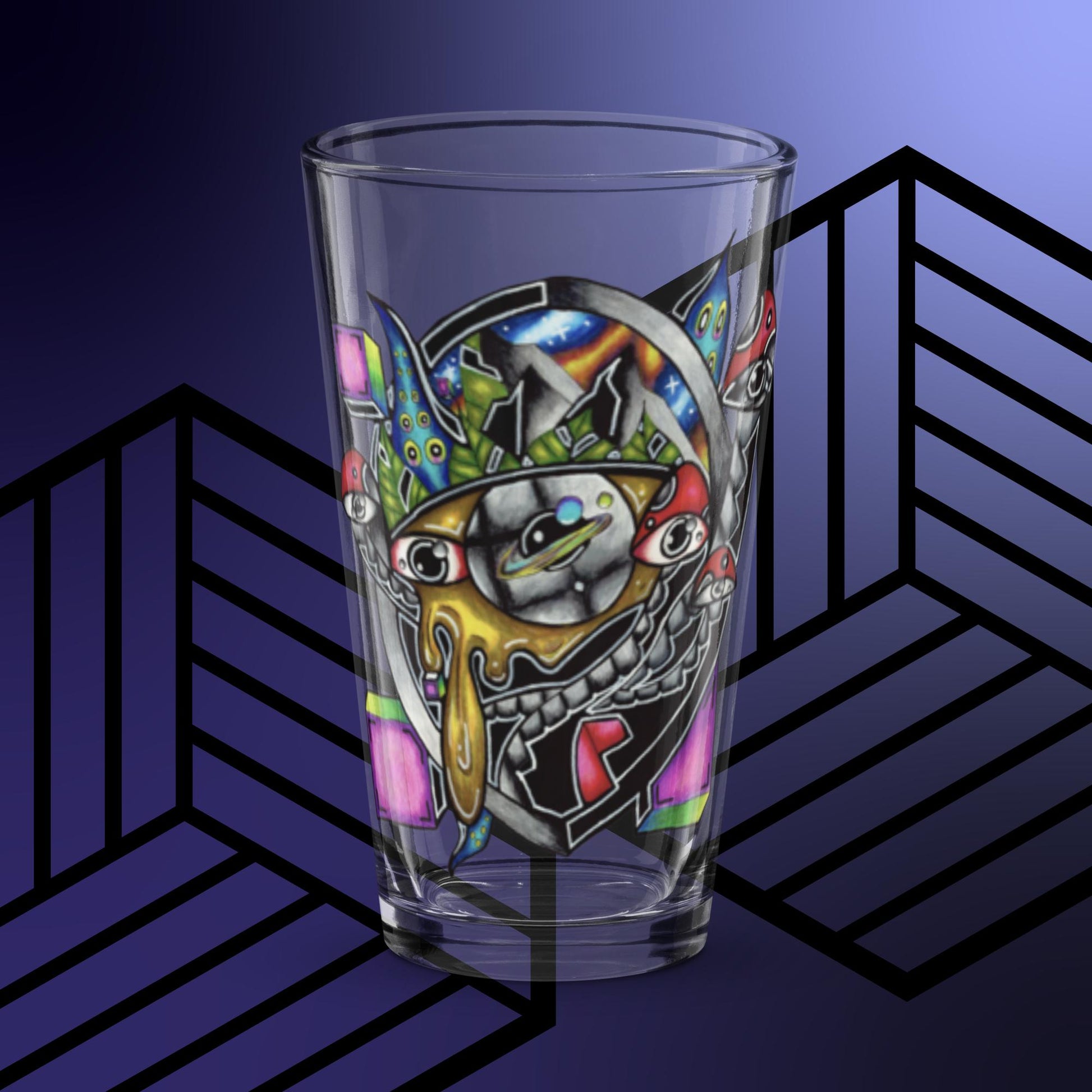 Original Hand Drawn Artwork Shaker pint glass